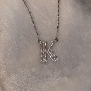 Silver K Initial Necklace